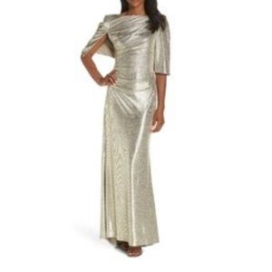 Eliza J Metallic Cape Gown